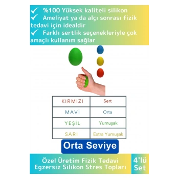 Özel Üretim Silikon Fizik Tedavi Egzersiz Stres Topları El Bilek Parmak Güçlendirme Topları 4lü Set