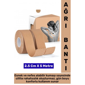 Hızlı Etkili Kas Eklem Bel Bacak Kol Boyun Sırt Omuz Karın Kalça Kinezyo Ağrı Bandı 2.5 Cm X 5 Metre