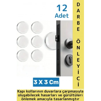 Şık Tasarım Mobilya Kapı Kolu Darbesi Kapı Durdurucu Gürültü Darbe Emici Şeffaf Silikon Ped 12 Adet