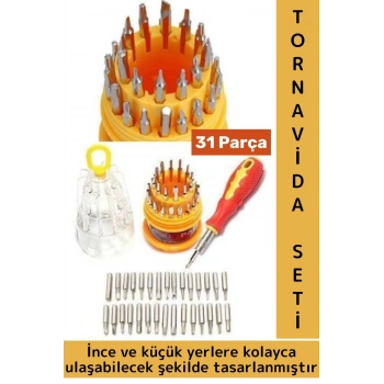 Kompakt Çok Amaçlı Cep Telefonu Laptop Kaymaz Kauçuk Saplı Pratik Yumurta Tornavida Seti 31 Parça