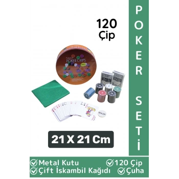 Luxery Blackjack Texas Holdem Casino 120 Poker Çipi Çift İskambil Kağıdı Metal Kutu Poker Oyunu Seti