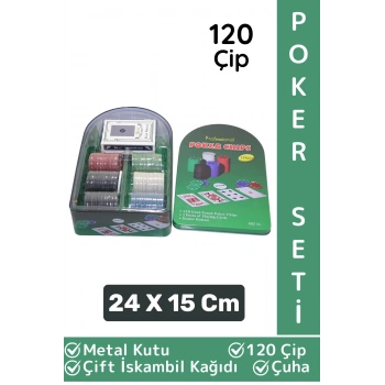 Premium Blackjack Texas Holdem Casino 120 Poker Çip Çift İskambil Kağıdı Metal Kutu Poker Oyunu Seti