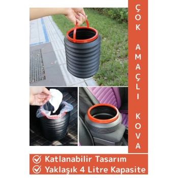 Dayanıklı Portatif Kamp Piknik Buz Kovası Oto Çöp Kovası Çok Amaçlı Taşıma Askılı Kapaksız Kova