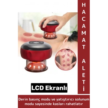 Premium Seri Taşınabilir Ev Ofis Seyahat 6 Isı/Güç Modlu LCD Ekranlı Elektronik Vakum Hacamat Aleti