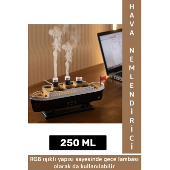 Premium RGB Aydınlatma Uzaktan Kumandalı Titanik Gemi Tasarım Gece Lambası Şık Oda Hava Nemlendirici