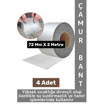 Ultra Güçlü Su Geçirmez Isıya Dayanıklı Alüminyum İzolasyon Tamirat 72 Mm X 2 Metre Çamur Bant 4 Adt