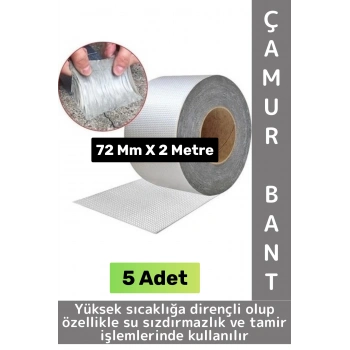 Ultra Güçlü Su Geçirmez Isıya Dayanıklı Alüminyum İzolasyon Tamirat 72 Mm X 2 Metre Çamur Bant 5 Adt