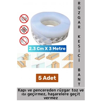 Premium Kapı Altı Pencere Rüzgar Toz Isı Böcek Haşere Önleyen Rüzgar Kesici Bant 3 Metre 5 Adet