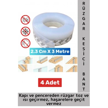 Premium Kapı Altı Pencere Rüzgar Toz Isı Böcek Haşere Önleyen Rüzgar Kesici Bant 3 Metre 4 Adet