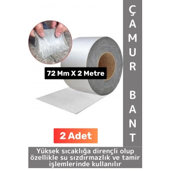 Ultra Güçlü Su Geçirmez Isıya Dayanıklı Alüminyum İzolasyon Tamirat 72 Mm X 2 Metre Çamur Bant 2 Adt