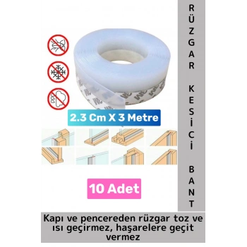 Premium Kapı Altı Pencere Rüzgar Toz Isı Böcek Haşere Önleyen Rüzgar Kesici Bant 3 Metre 10 Adet