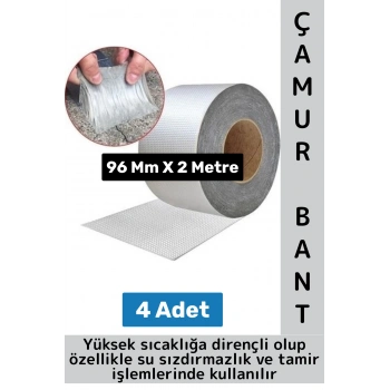 Ultra Güçlü Su Geçirmez Isıya Dayanıklı Alüminyum İzolasyon Tamirat 96 Mm X 2 Metre Çamur Bant 4 Adt