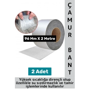 Ultra Güçlü Su Geçirmez Isıya Dayanıklı Alüminyum İzolasyon Tamirat 96 Mm X 2 Metre Çamur Bant 2 Adt