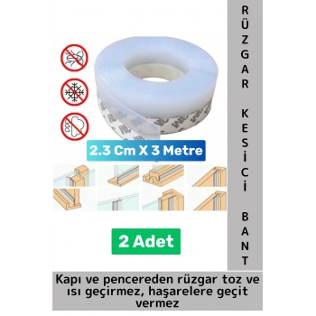 Premium Kapı Altı Pencere Rüzgar Toz Isı Böcek Haşere Önleyen Rüzgar Kesici Bant 3 Metre 2 Adet