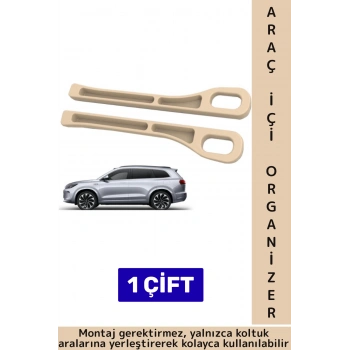 Dayanıklı Esnek Montaj Gerektirmez Telefon Anahtar Küçük Eşya Düzenleyici Araç İçi Organizer Krem