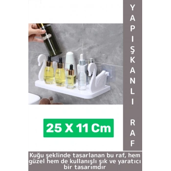 Yüksek Kaliteli Plastik Mutfak Banyo Takı Organizer Çok Şık Kuğu Tasarımlı Kendinden Yapışkanlı Raf