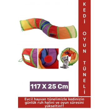 Premium Kedi Köpek Eğlenceli Oyuncak Sağlıklı Kokusuz Bağımsız Oyun Evcil Hayvan Tüneli 115 X 25 Cm
