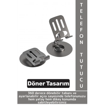 Dayanıklı Kaymaz Dik Yatay Kullanım 360 Derece Dönebilir Katlanabilir Masaüstü Tablet Telefon Tutucu