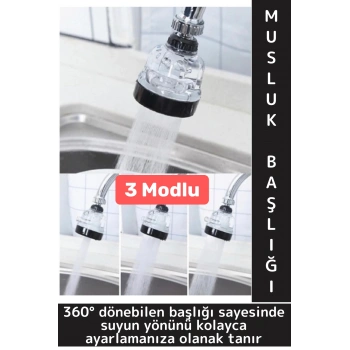 Tüm Musluklarla Uyumlu Banyo Mutfak Lavabo Yoğun Yumuşak Orta 3 Modlu Çok Fonksiyonlu Musluk Başlığı