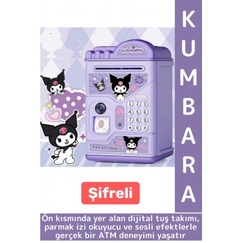 Eğlenceli Çocuk Para Biriktirme Alışkanlığı Kazandıran Kuromi Şifreli Parmak İzli Sesli ATM Kumbara