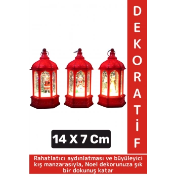 Dekoratif Hediyelik Masaüstü Ev Ofis Christmas Çok Şık Yılbaşı Noel Tema Işıklı Kar Küresi 14 X 7 Cm