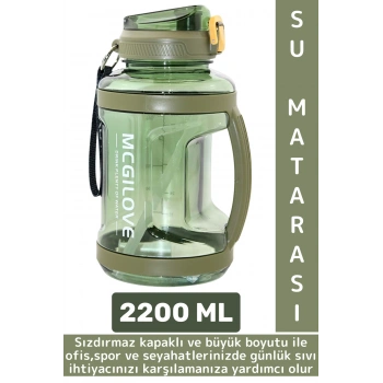 Dayanıklı Ev Ofis Seyahat Outdoor Spor Kullanım Büyük Boy Sızdırmaz Kapaklı Su Matarası 2200 ML
