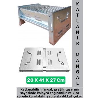 Kompakt Kamp Piknik Outdoor Bahçe Balkon Pratik Taşıma Kollu Katlanabilir Mangal 20 X 41 X 27 Cm