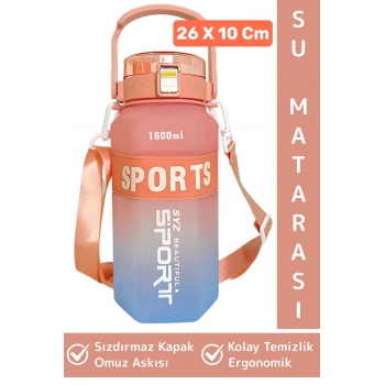 Dayanıklı BPA İçermz Sızdırmaz Kapak Kolay Temizlenir Okul Ofis Spor Omuz Askılı Su Matarası 1600 ML