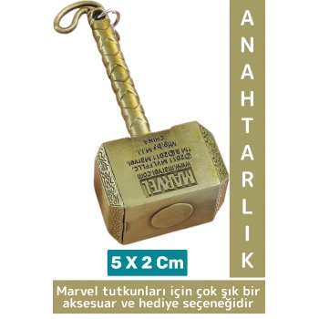 Yüksek Kaliteli Dekoratif Çok Şık Hediyelik Marvel Figürü Oynar Başlıklı Anahtarlık THOR ÇEKİCİ