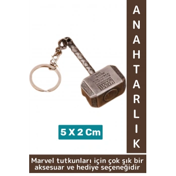 Yüksek Kaliteli Dekoratif Çok Şık Hediyelik Marvel Figürü Oynar Başlıklı Anahtarlık THOR ÇEKİCİ