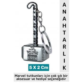 Yüksek Kaliteli Dekoratif Çok Şık Hediyelik Marvel Figürü Oynar Başlıklı Anahtarlık THOR ÇEKİCİ