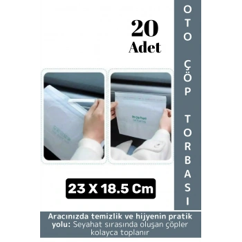 Oto Araç Kapı İçi Torpido Koltuk Arkası Su Geçirmez Kendinden Yapışkanlı Pratik Çöp Torbası 20 Adet