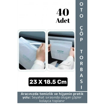Oto Araç Kapı İçi Torpido Koltuk Arkası Su Geçirmez Kendinden Yapışkanlı Pratik Çöp Torbası 40 Adet