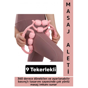 Cilt Sıkılaştıran Bacak Kol Omuz Boyun 9 Teker Ayarlanabilir Basınç Çift Taraflı Selülit Masaj Aleti