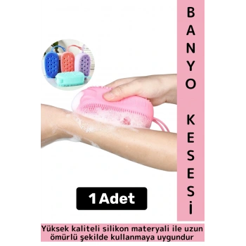 Premium Çift Taraflı Çizgi Yumru Tasarım Cilt Tahriş Etmez Yumuşak Kıl Süngerli Silikon Banyo Kesesi