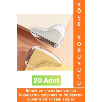 Pratik Çocuk Bebek Güvenlik Masa Komodin Mobilya Çarpma Önleyen Silikon Köşe Kenar Koruyucu 20 Adet