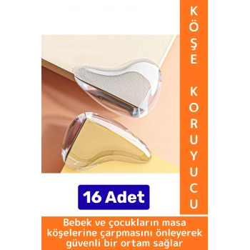 Pratik Çocuk Bebek Güvenlik Masa Komodin Mobilya Çarpma Önleyen Silikon Köşe Kenar Koruyucu 16 Adet