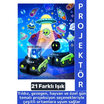Dekoratif Gezegen Hayvan Özel Gün 21 Farklı 3D Film Çocuk Bebek Odası Robot Projektör Gece Lambası