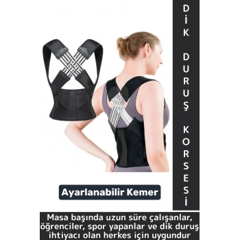 Ofis Masabaşı Öğrenci Spor Sırt Ağrısı Duruş Bozukluğu Postür Ayarlanabilir Kemer Dik Duruş Korsesi