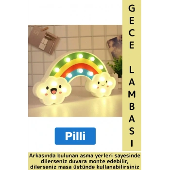 Çocuk Bebek Odası Aydınlatma Güvenlik Asılabilir Tasarım Gülen Bulutlu Gökkuşağı Masa Gece Lambası