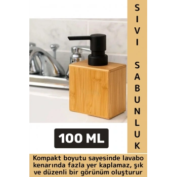 Kompakt Dayanıklı Lavabo Mutfak Banyo Deterjan Losyon Şampuan Şık Doğal Ahşap Sıvı Sabunluk 100 ML