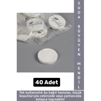Gündelik Cep Çanta Boy Ofis Seyahat Hijyenik Tek Kullanım Suda Büyüyen Sıkıştırılmış Mendil 40 Adet