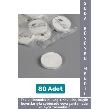 Gündelik Cep Çanta Boy Ofis Seyahat Hijyenik Tek Kullanım Suda Büyüyen Sıkıştırılmış Mendil 80 Adet