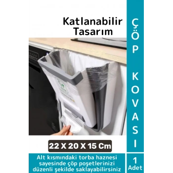 Kompakt Montaj Gerektirmez Mutfak Banyo Ofis Kamp Karavan Torba Hazneli Katlanabilir Çöp Kovası