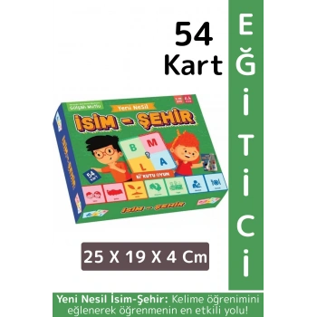 Yeni Nesil Çocuk Genç Yetişkin Dil Bilgisi Hafıza Gelişim Öğretici Eğlenceli Oyun İSİM ŞEHİR 54 Kart
