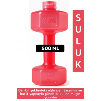 Dayanıklı Plastik Gündelik Spor Fitness Şık Tarz Eğlenceli Dumbell Tasarımlı Dambıl Suluk 500 ML