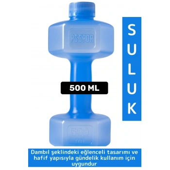 Dayanıklı Plastik Gündelik Spor Fitness Şık Tarz Eğlenceli Dumbell Tasarımlı Dambıl Suluk 500 ML