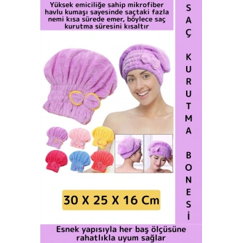 Her Baş Ölçüsüne Uyumlu Esnek Yüksek Hızlı Emici Banyo Havuz Duş Mikrofiber Havlu Saç Kurutma Bonesi