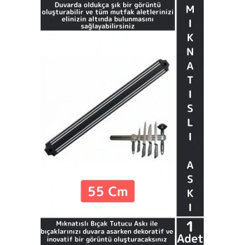 Dayanıklı Kolay Montaj Güvenilir Metal Mutfak Aletleri Çok Şık Pratik Mıknatıslı Bıçak Askısı 55 Cm