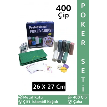Luxery Texas Holdem Casino Blackjack 400 Poker Çipi Çift İskambil Kağıdı Metal Kutu Poker Oyunu Seti